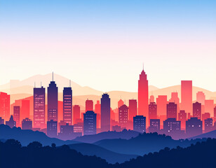 Obraz premium Urban Skyline Gradient Horizon