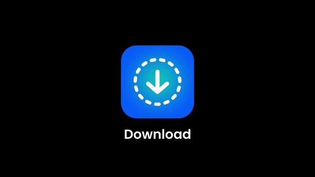 A blue download app icon with a downward arrow symbol centered on a clean white background for mobile installation