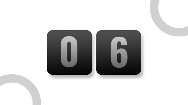 A pair of black flip board tiles showing number 10 to 0, on a clean white background in classic departure board style