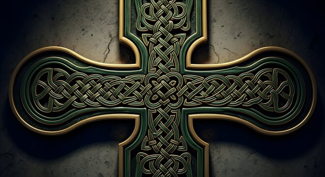 Intricately designed Celtic cross on stone