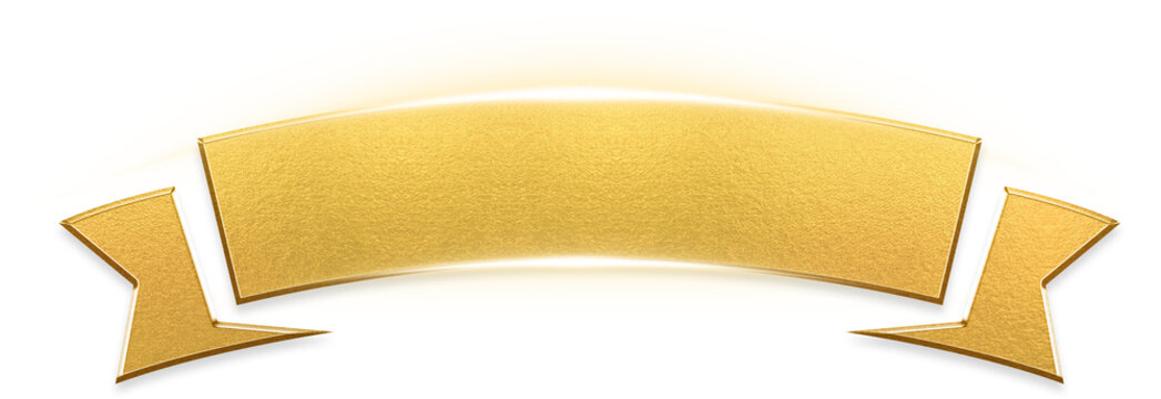 Elegant curved golden ribbon with glowing top light for premium event headers