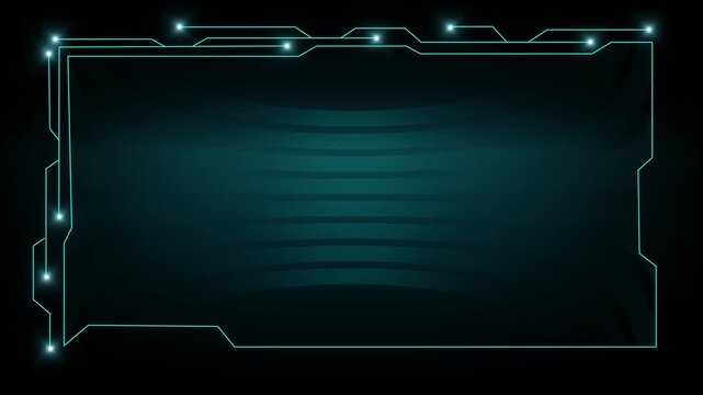 Futuristic digital interface frame glows. Digital interface frame stays. This digital interface frame with subtle waves provides a professional border for tech media projects.