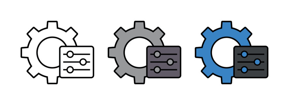 System Settings Icon Featuring Gear and Slider Panel