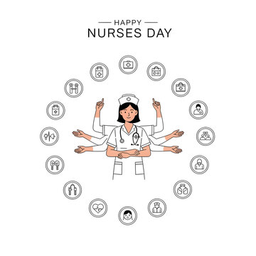 Happy nurses day illustration with patient care illustration healthcare profession caregiver