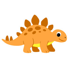 Cute orange cartoon dinosaur with back plates and spots, smiling and friendly, isolated on light background, perfect for kids design, nursery decor, and educational materials. © ElviraArtstar