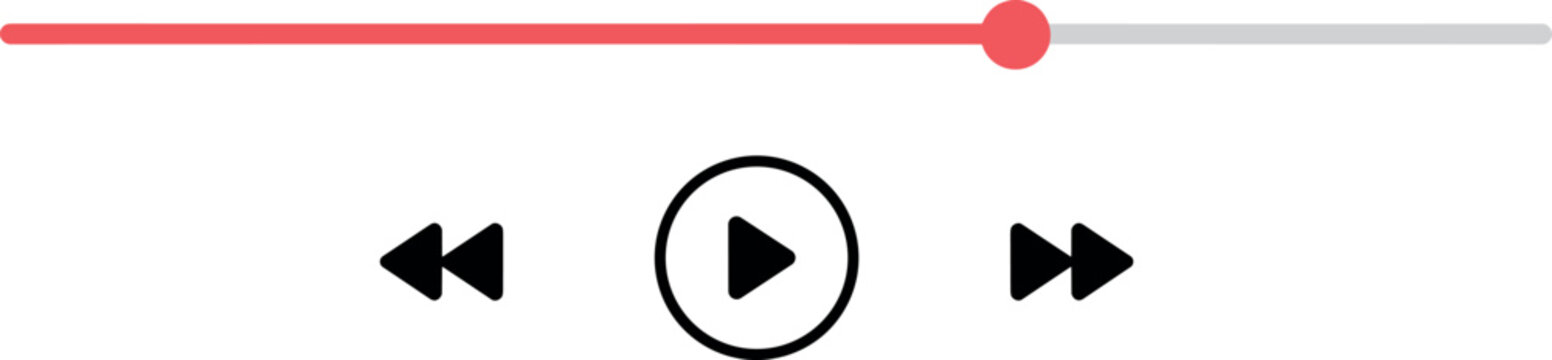 Modern media player control interface with red progress slider and play button