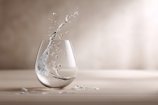 Dynamic splash of water in a glass, showcasing fluid motion.