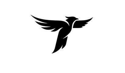Fototapeta premium Letter T bird logo with negative space abstract design and flying bird symbol vector illustration
