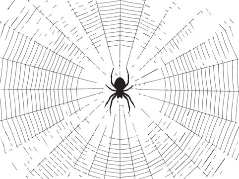 Black spider in a dotted web