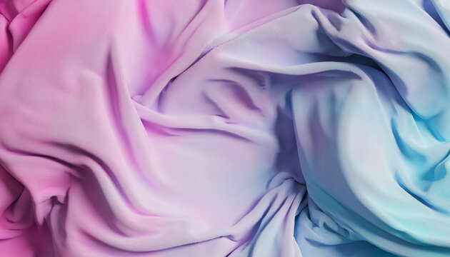 3D soft fabric swirl with pink blue folds and texture