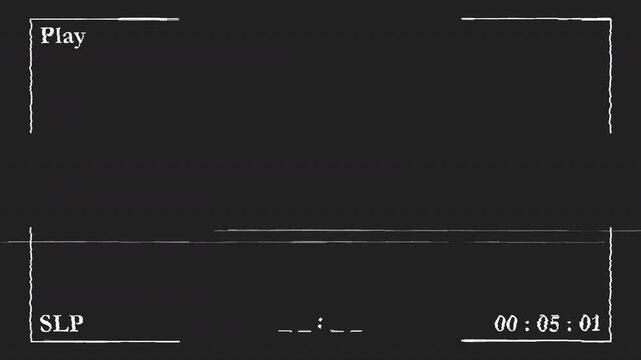 Vintage VHS Frame Overlay with Timecode and Static Glitch, Minimal CRT Noise Texture Retro Playback Screen Effect 4K