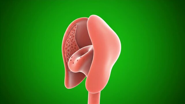3D Medical Render of Human Epiglottis with Anatomical Details Set Against Vibrant Green Background