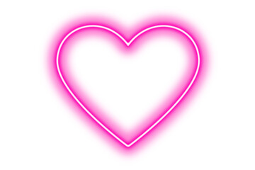 pink neon heart glowing and shiny, love and valentines day element on transparent background with white light on line core  © Deta Deto