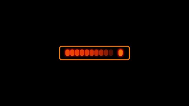 Orange loading bar indicates system progress. Orange loading bar glows. This orange loading bar with segmented indicator provides a modern UI for software installation and waiting.