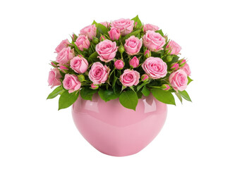 Fototapeta premium Pink vase with colorful flowers arrangement
