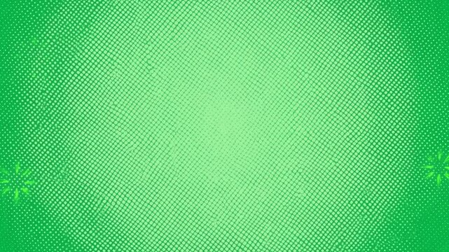 Zooming dolly in shot of halftone dots swirling and expanding into center radial pattern on green abstract digital screen backdrop