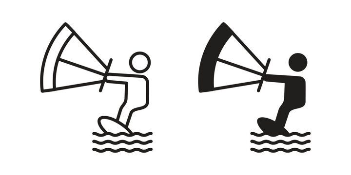 Kitesurf sign in line design. editable stroke icon vector. EPS10