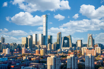 Beijing Central Business District (CBD) skyline with landmark skyscrapers and modern urban landscape, China © 文普 王