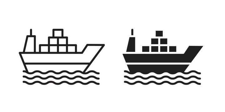 Logistic Ship icon in line design. editable stroke icon vector. EPS10