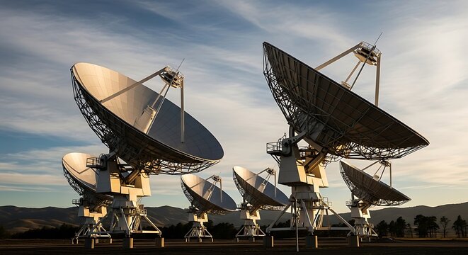 Very large array radio telescope in new mexico at sunset