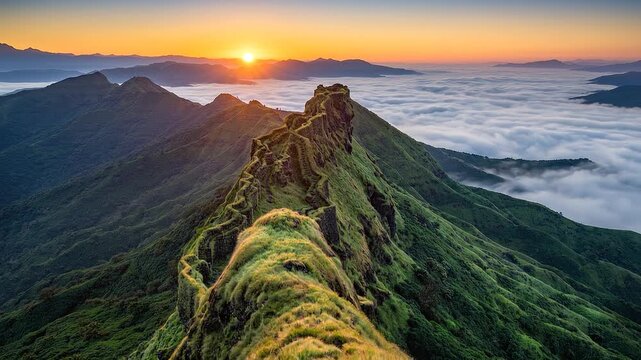 Time lapse of cloud inversion at Suvella machi of Rajgad fort, UNESCO World Heritage Site - The Maratha Military Landscapes, Pune, Maharashtra.