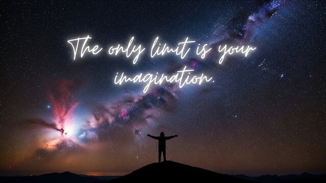 Inspirational quote under starry night sky.