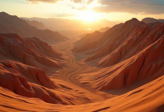 Wind-Crafted Yardang Ridge Forms Shaping Dramatic Silhouettes in Arid Desert Landscape