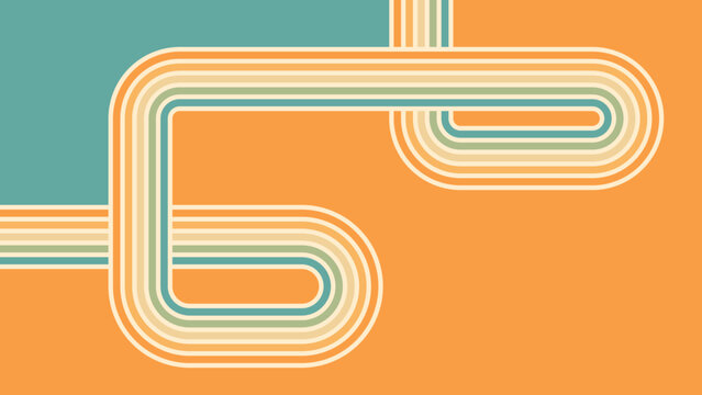 Abstract background of rainbow groovy Wavy Line design in 1970s Hippie Retro style. Vector pattern ready to use for cloth, textile, wrap and other.