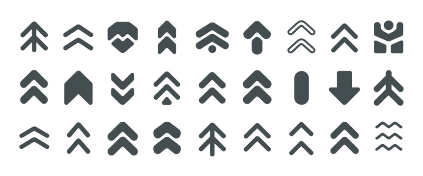 Assortment of directional arrow and abstract shape icons for web and app interface design