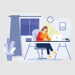 Fototapeta premium Freelance Woman Working from Home Office on Laptop 