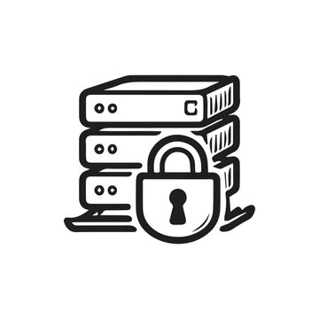 Robust Data Protection Server Infrastructure with Keyhole Padlock Icon