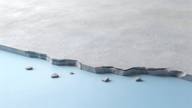 Cracked concrete surface with water