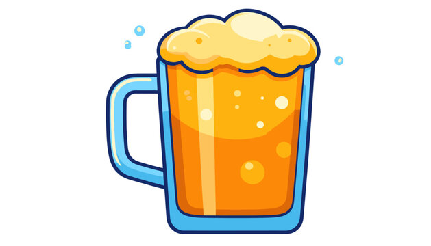 Chopes de Bi&egrave;re en Style Dessin Anim&eacute; avec Mousse Dor&eacute;e et Bulles Stylis&eacute;es sur Fond Transparent