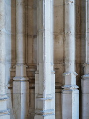 Fototapeta premium Gothic stone ornaments of Palma Cathedral against blue sky – architectural pattern. Close-up.