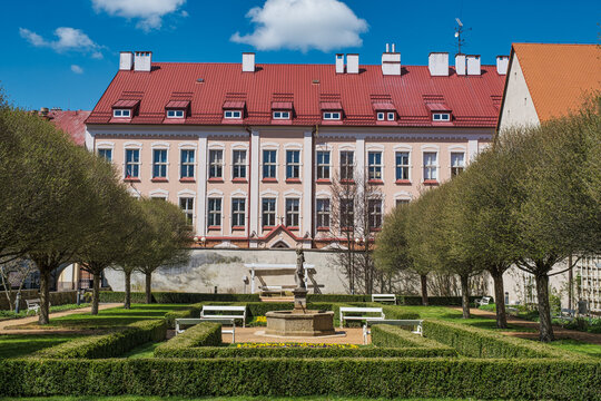 The beautifully landscaped monastery garden of the former Franciscan monastery in Cheb, Czech Republic