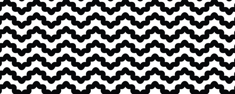 Copacabana sidewalk or calcada pattern. Famous beach promenade in Rio de Janeiro. Brasilian symbol. Repeating black and white wave texture in Portuguese pavement style. Vector graphic illustration.