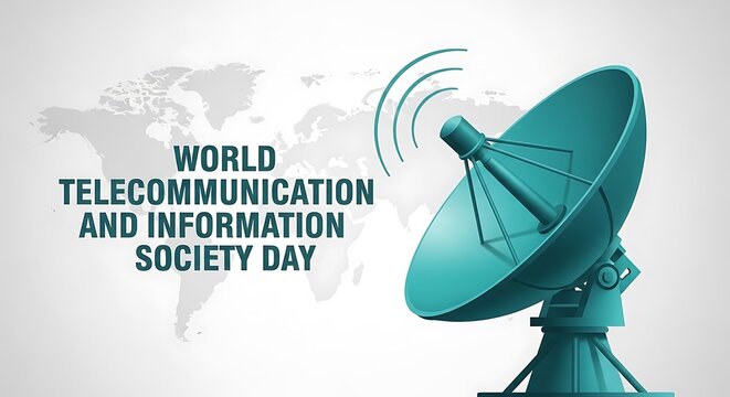 World telecommunication and information society day celebration with satellite dish