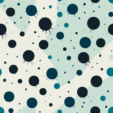 Patr&oacute;n Abstracto con Puntos Negros y Turquesas sobre Fondo Crema