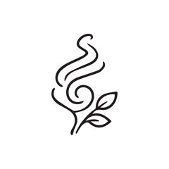 Fototapeta premium Captivating Line Art depicting Aromatic Steam with Fresh Green Leaves