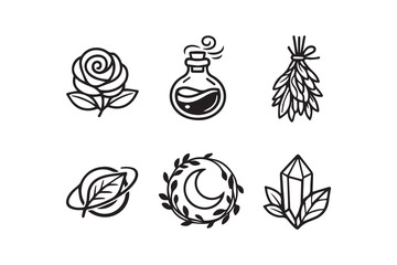 Fototapeta premium Mystical Nature and Magic Icons Collection Enchanting Symbols of Earth and Spirit