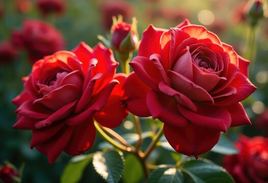 Bold Red Blooms Enchanting Garden Space Multi-Hued Flora Blossom Collection