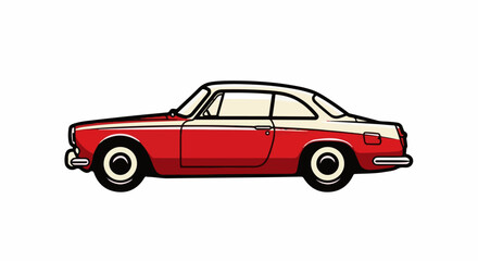 Obraz premium Vintage two-tone red and cream coupe with white wall tires, a classic automobile