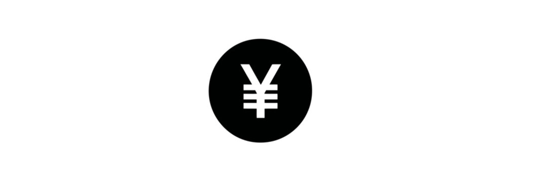 透過背景に配置された円貨記号付きのミニマルな黒いサークルアイコン 金融・決済用デザイン