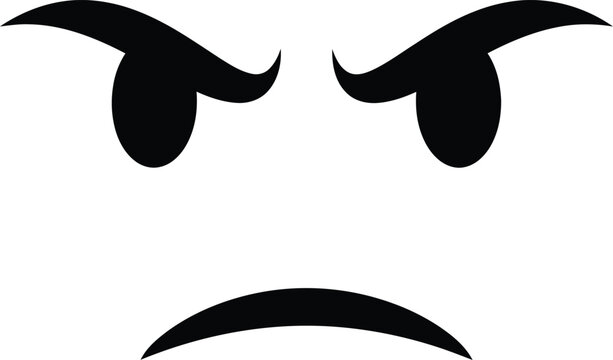 Stylized black silhouette of an angry face a minimalist expression of displeasure and frustration