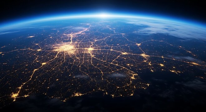 City lights at night a view from space earth's glowing urban centers