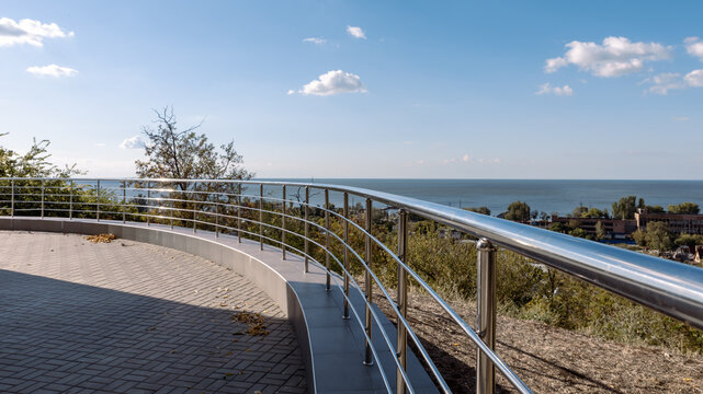 abandoned empty public park without people in a city in Ukraine