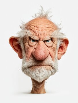 Exaggerated grumpy old man headshot