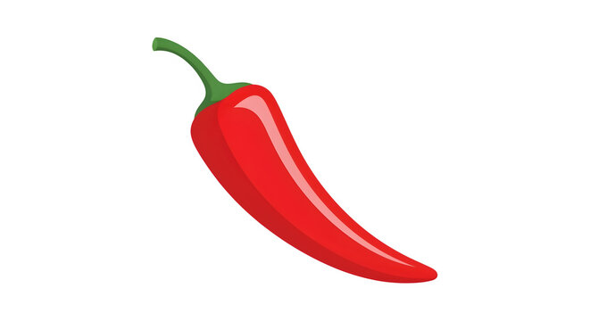 A bright red chili pepper with green stem on a transparent background