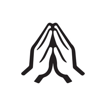 Serene Black Outline of Hands in Prayer Gesture Symbolizing Peace and Spirituality