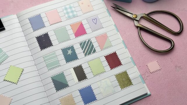 Creative scrapbooking with colorful paper stamps